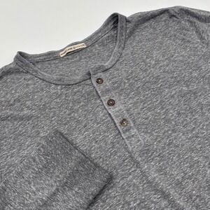 Marine Layer Re-Spun Polyester Henley Shirt Mens L/XL Gray Long Sleeve
